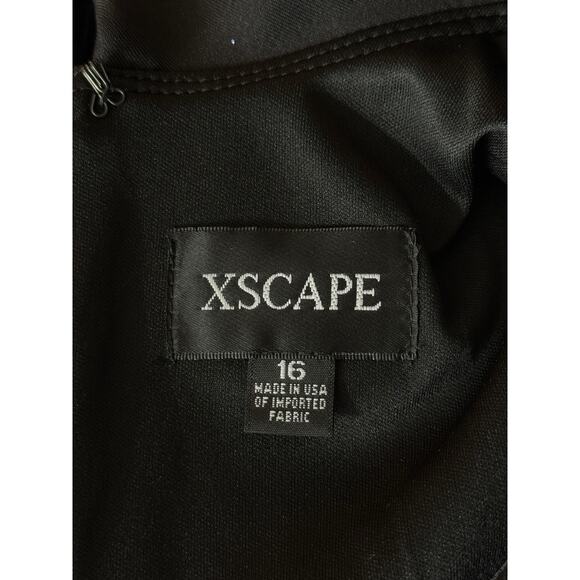 Xscape Ruffled ruched midi black size 16 - Picture 6 of 7